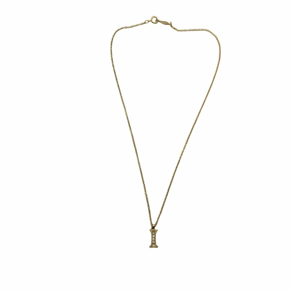 Carlo Biagi  I Initial Layering Necklace Women's Gold Tone Rhinestone Dainty 17"
